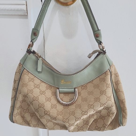 Gucci Tan and Green Hobo Bag - Picture 1 of 12